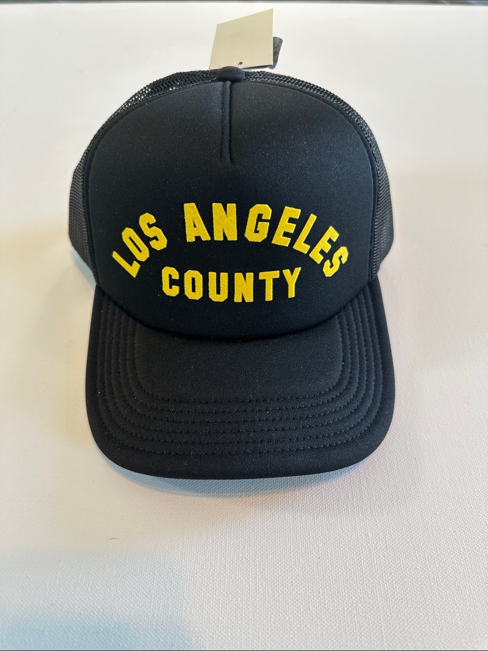 Los Angeles County Black Trucker Hat with Yellow Embroidery NWT